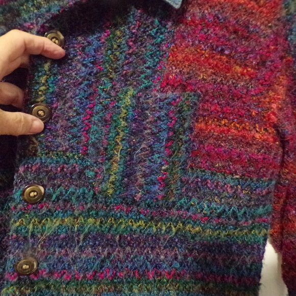 Koret City Blues Petites Blues & Reds 6 Button Jean Collar Cell Pocket Jacket - Picture 5 of 6